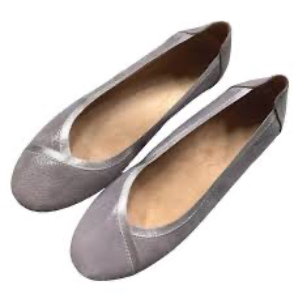 Vionic Caroll Metallic Silver Gray Women's Ballet Flats Sz 9.5
